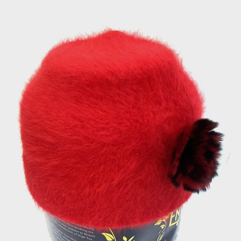 DNY Red Angora Hat with Fur detail